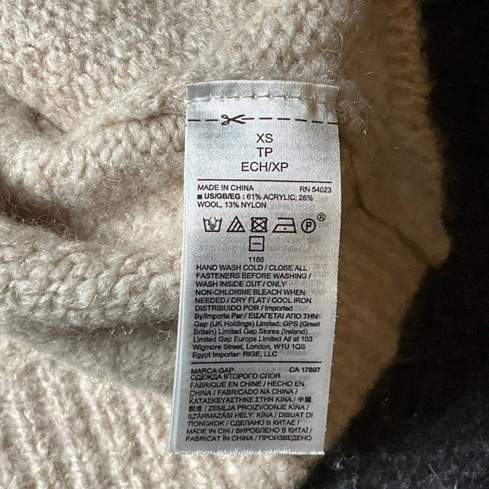 Gap Cardigan Sweater Women XS Beige Wool Blend Oversized Classic Minimalist Boho - Picture 7 of 9